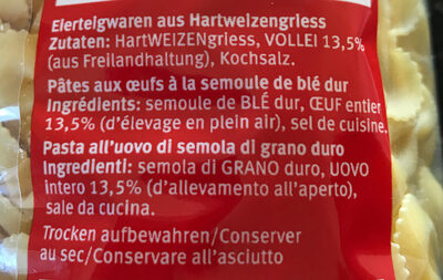 Papillons ingredients label