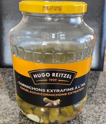 Cornichons extrafins à l’ail front packaging