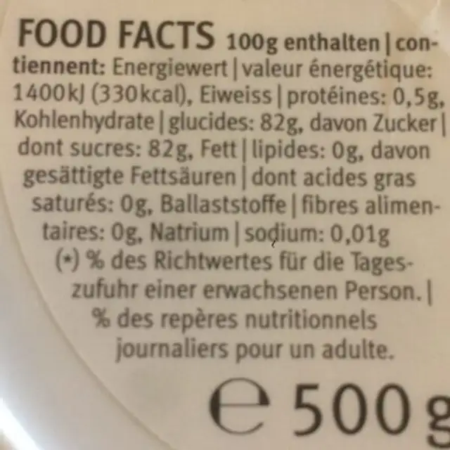 Miel de France ingredients label
