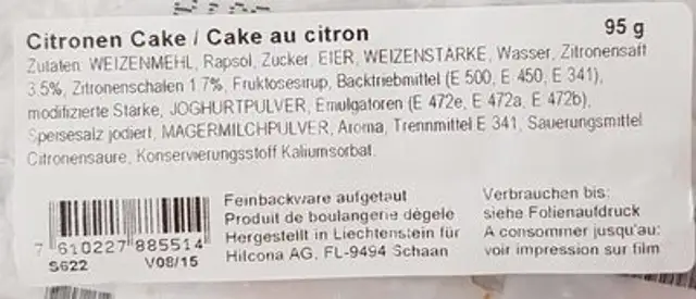 Unknown nutrition facts table