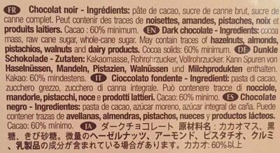Favarger Metal Tin Drinking Chocolate ingredients label