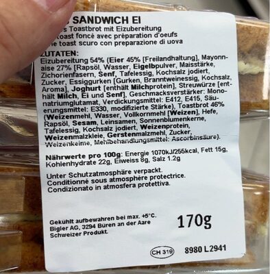 Sandwich club oeuf front packaging