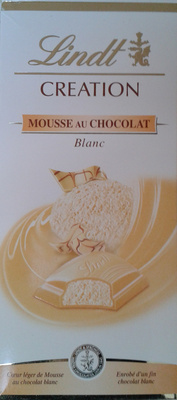 Création - Chocolat blanc fourré à la mousse front packaging