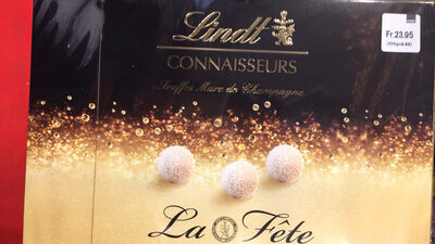 Connaisseurs Truffes Marc de Champagne La Fête front packaging