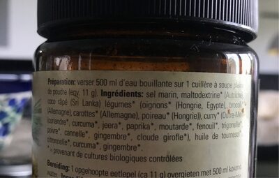 Bouillon de legumes indian ingredients label