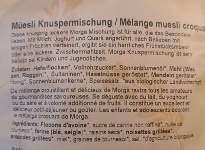 Holle Müesli Knuspermischung Bio 500 G ingredients label