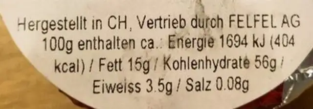 Müntschi nutrition facts table