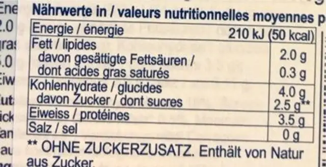 Swiss Soya-Drink nutrition facts table