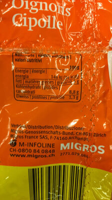 oignon nutrition facts table