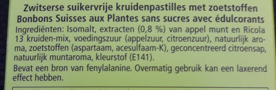 Menthe Pomme ingredients label