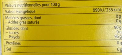 Citron Mélisse sans sucres nutrition facts table
