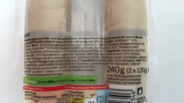 Saucisses à rotir de veau ingredients label