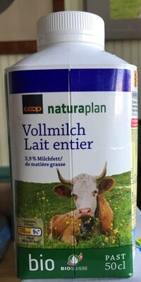 Lait entier bio front packaging