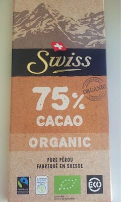 Organic 75% cacao front packaging
