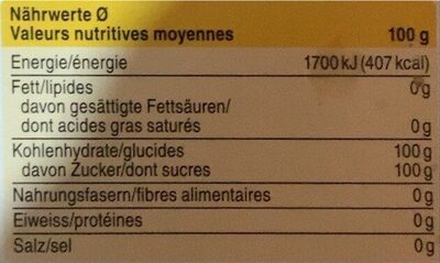 Zucchero della felicità nutrition facts table