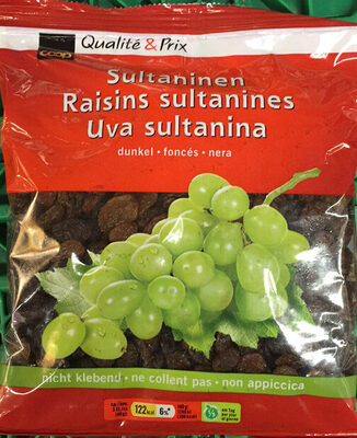 Raisins sultanines foncés front packaging