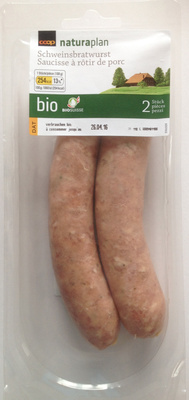 Saucisses à rôtir de porc front packaging