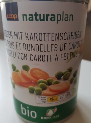 Bio Erbsen mit Karottenscheiben front packaging