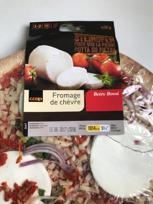 Pizza garnie de fromage de chèvre front packaging
