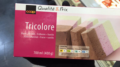 Tricolore, Glace chocolat - fraise - vanille front packaging
