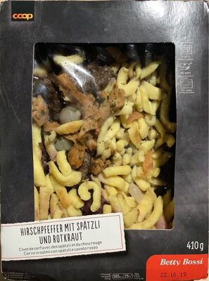 Civet de cerf avec spätzli et chou rouge