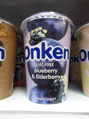Onken Fat Free Yoghurt Blueberry & Elderberry 450G