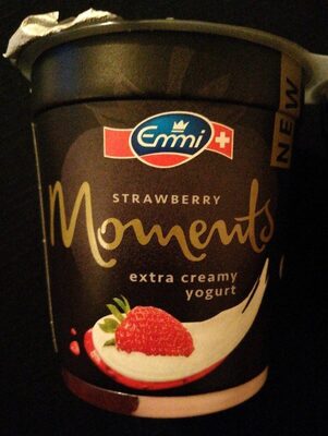 Emmi Moments extra creamy srtawberry yogourt front packaging