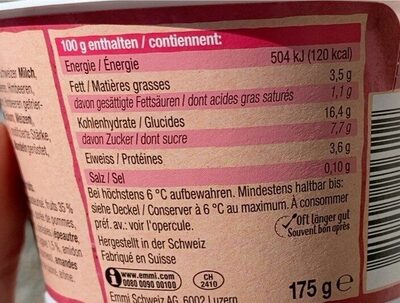 Smoothie bowl nutrition facts table
