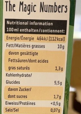 Alternative a la crème nutrition facts table
