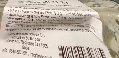 Salade de pommes de terre nutrition facts table