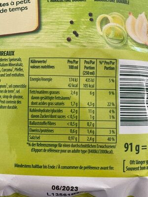 Lauch-Crème nutrition facts table