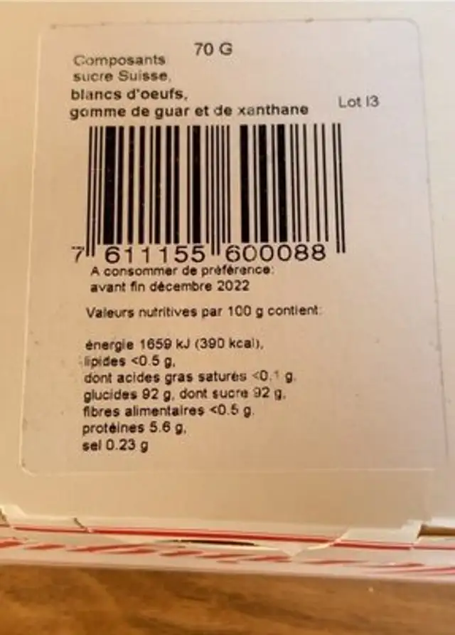 Meringues dautrefois nutrition facts table