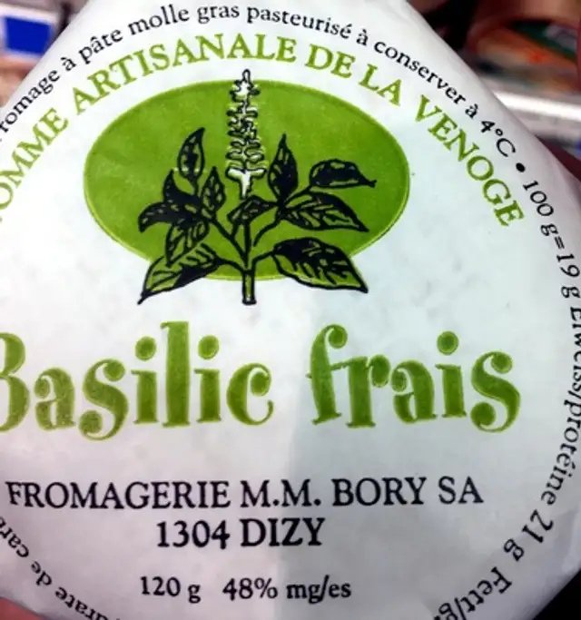 Bory Pasteurized Basil Tomme Cheese front packaging