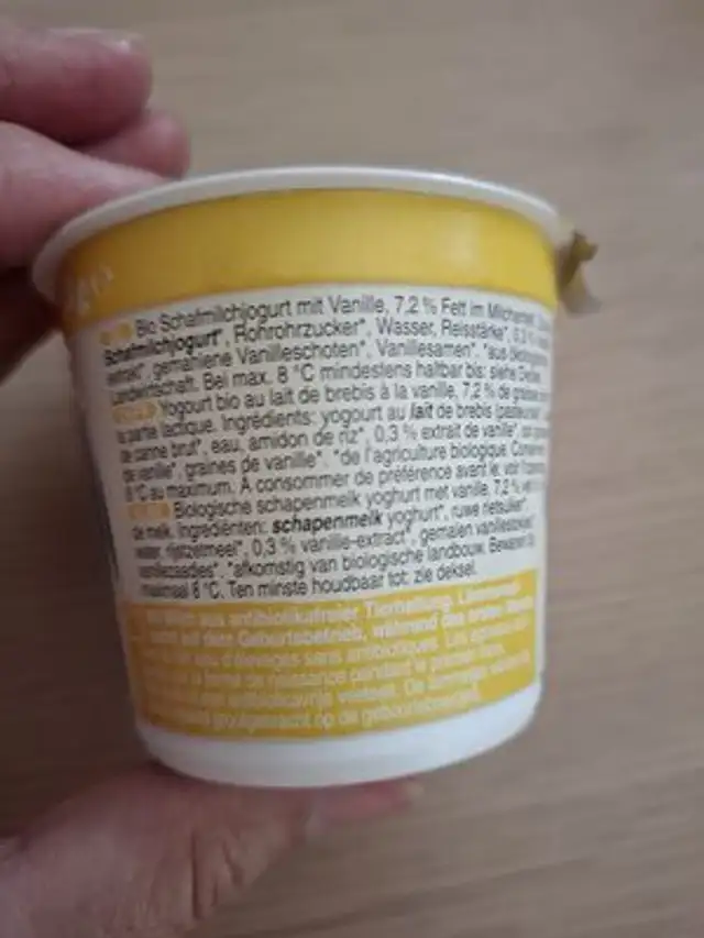 Schafjogurt ingredients label