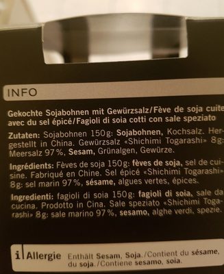 Edamame with shichimi togarashi salt ingredients label