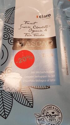 Chocolat bio au lait front packaging