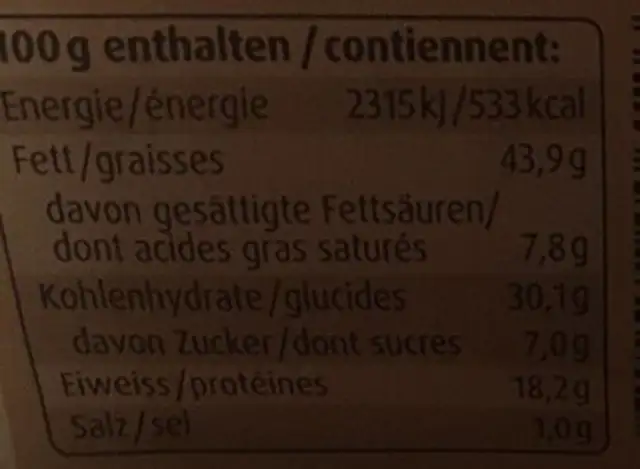 Noix de Cajou harissa nutrition facts table