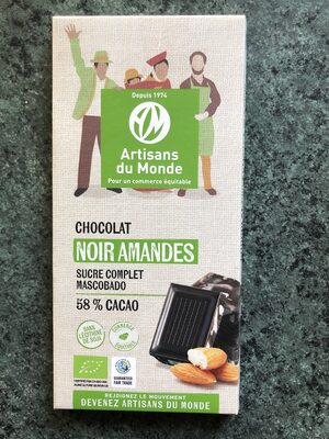 chocolat noir amandes front packaging