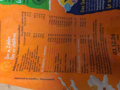 Crisp Müsli nutrition facts table