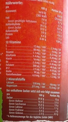 Ovomaltine Extra Schoko nutrition facts table