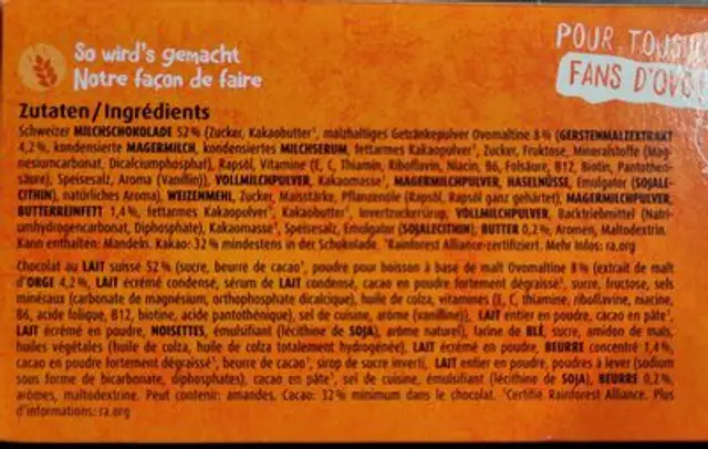 Petit beurre ingredients label