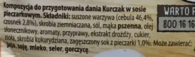 Pomysł na... - Kurczak w sosie z pieczarkami ingredients label