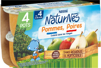 NESTLÉ NATURNES Purée bébé Pommes Poires -4x130g -Dès 4/6 mois front packaging