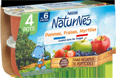NESTLE NATURNES Purée bébé Pommes Fraises Myrtil-4x130g-Dès 6 mois