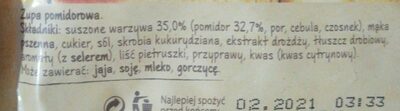 Winiary ingredients label