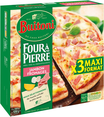 BUITONI FOUR A PIERRE pizza surgelée Jambon Fromage 3 paksx350g