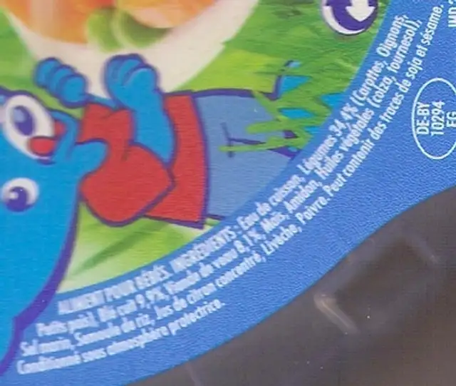 NaturNes Jardinière de légumes, Veau et tendre blé ingredients label