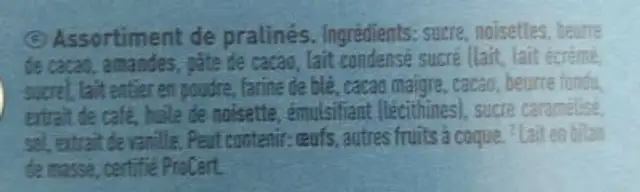 Cailler Fémina ingredients label