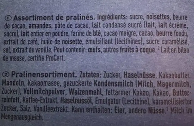 Of Switzerland Fémina ingredients label