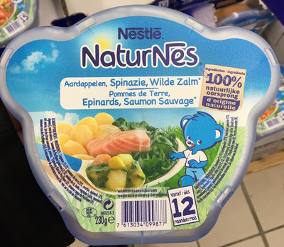 NaturNes Pommes de Terre, Épinards, Saumon Sauvage front packaging